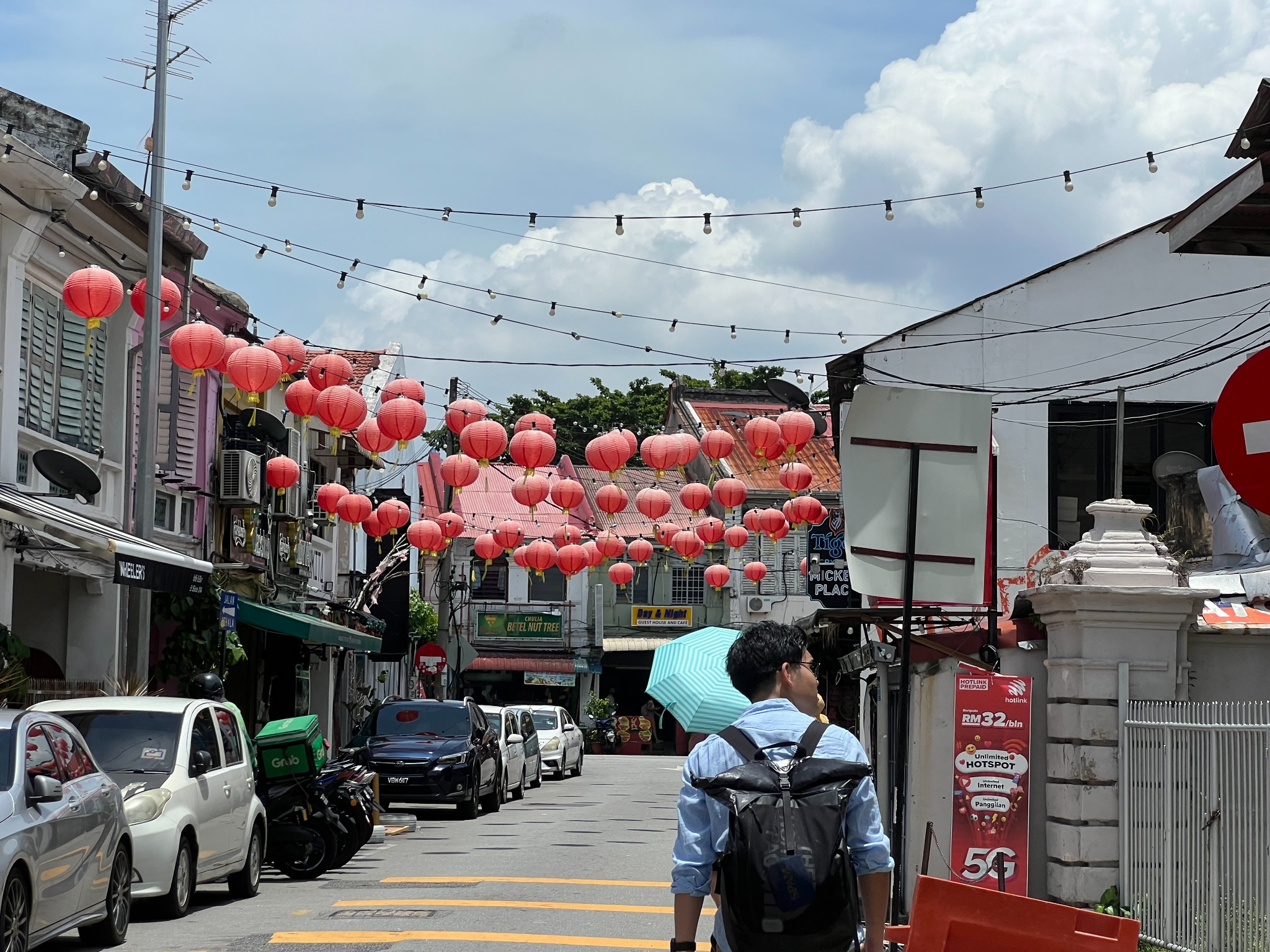 Street scene with lanterns